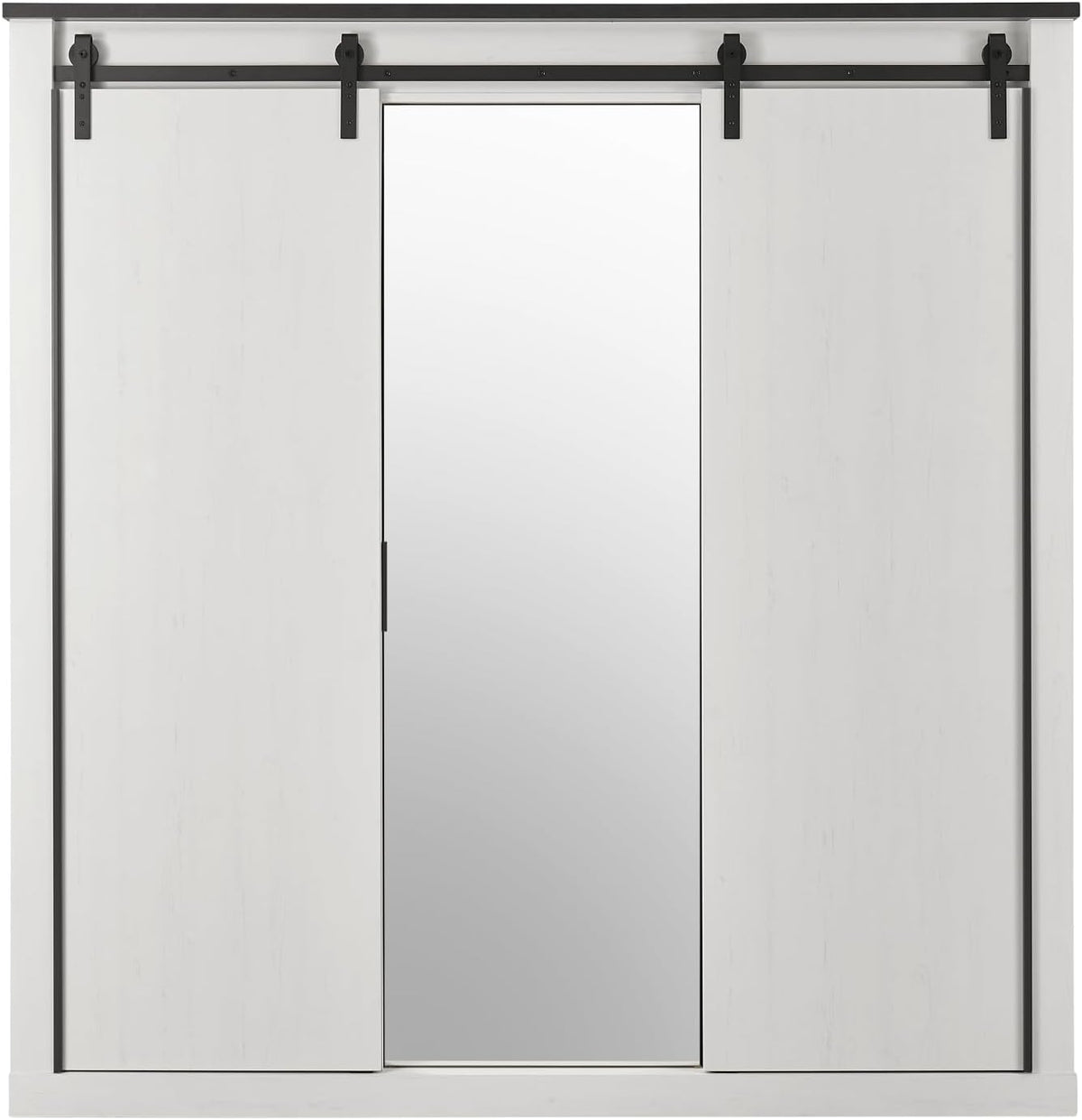Kleiderschrank Furn.Design, 201 x 209 cm, Weiss/Schwarz, in weiss Pinie und schwarz/anthrazit Schwebetürenschrank 3