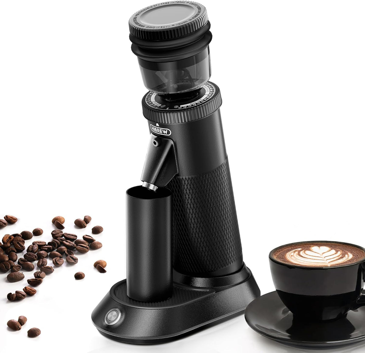 HIBREW Elektrische Kegelmühlen, Schwarz, G5 Elektrische Kaffeemühle 36 Mahlgrade Aluminiumgehäuse