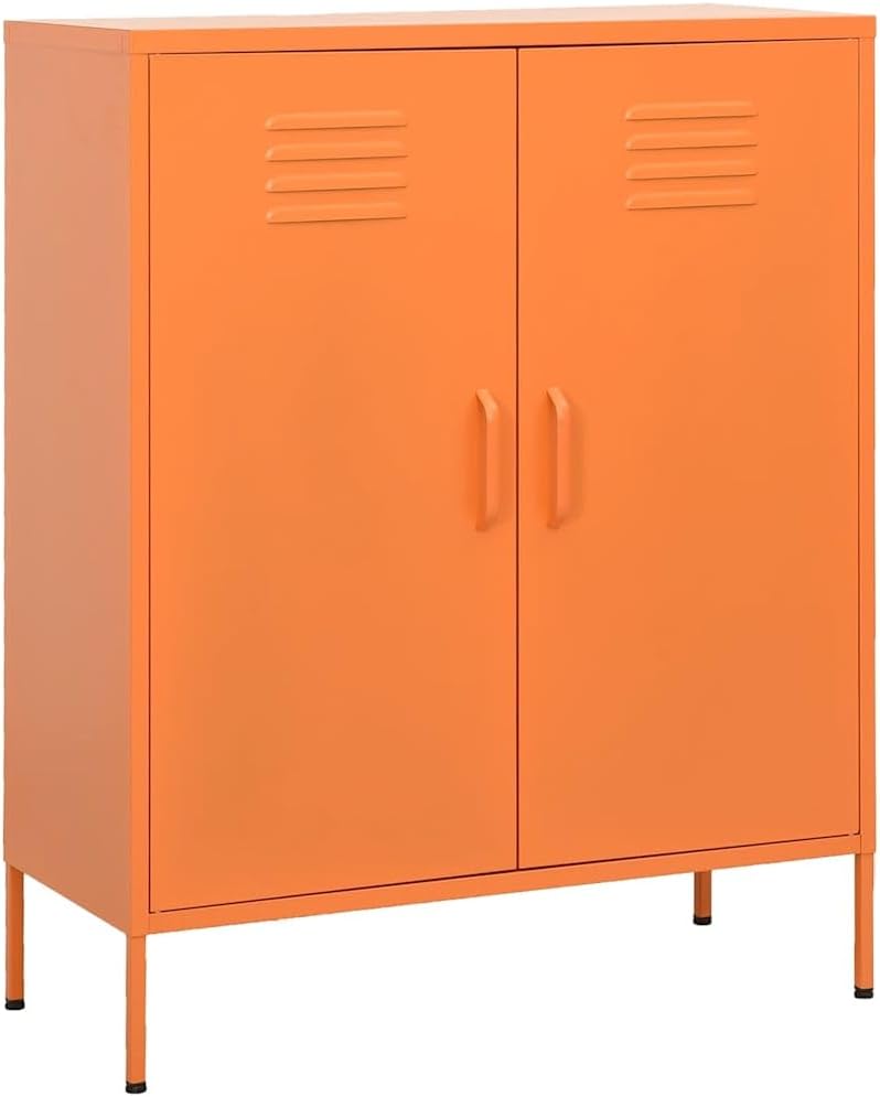 vidaXL Bücherregal, 80x35x101,5 cm, Orange, Lagerschrank Sideboard Kommode Anrichte Stahlschrank