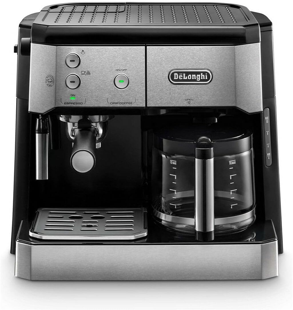 De'Longhi Kaffeemaschine, 1 l, Silber/Schwarz, Kombikaffeemaschine BCO 421.S, mit Espresso-Siebträger und Filterkaffee-Funktion