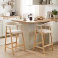 BALIAA Barhocker, Beige, 2er Set mit Lehne, Massivholz Barstühle Gepolstert, Grau Leinenstoff Barsessel für Küche und Bar