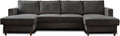 Lisa Design Sofa, Dunkelgrau, Jake, Wohnlandschaft U-Form, 7-Sitzer, mit Schlaffunktion und Bettkasten, aus Cord