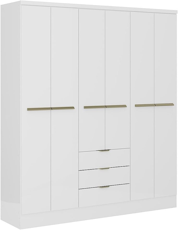 Vente-unique Kleiderschrank, 180 cm, Weiss, mit 6 TÃ Â ÂÂ Ã Â ¼Ren & 3 Schubladen - - WeiÃ Â ÂÂ Ã Â ÂÂ