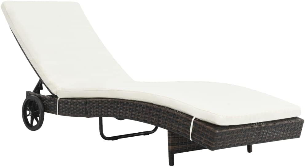 YUHI-HQYD Liegen, PE (Polyethylen) Rattan & pulverbeschichteter Stahlrahmen, Braun/Weiss