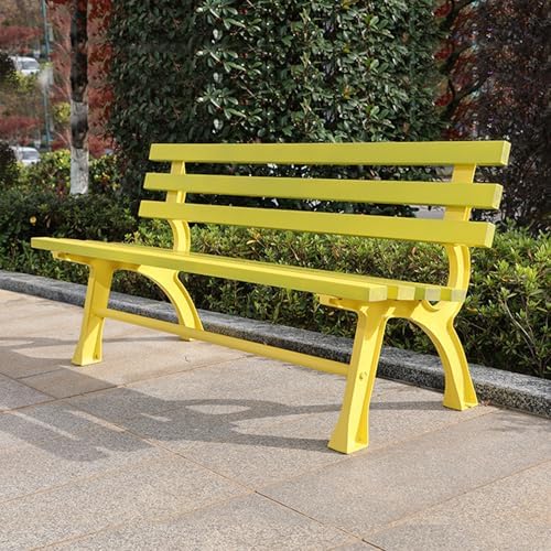 Gartenbank Sitzbank, Gelb, für die Terrasse, Parksitzstuhl, Terrassenbank mit Metallrahmen, Parkbänke für 2, 3 Personen für den Aussenbereich