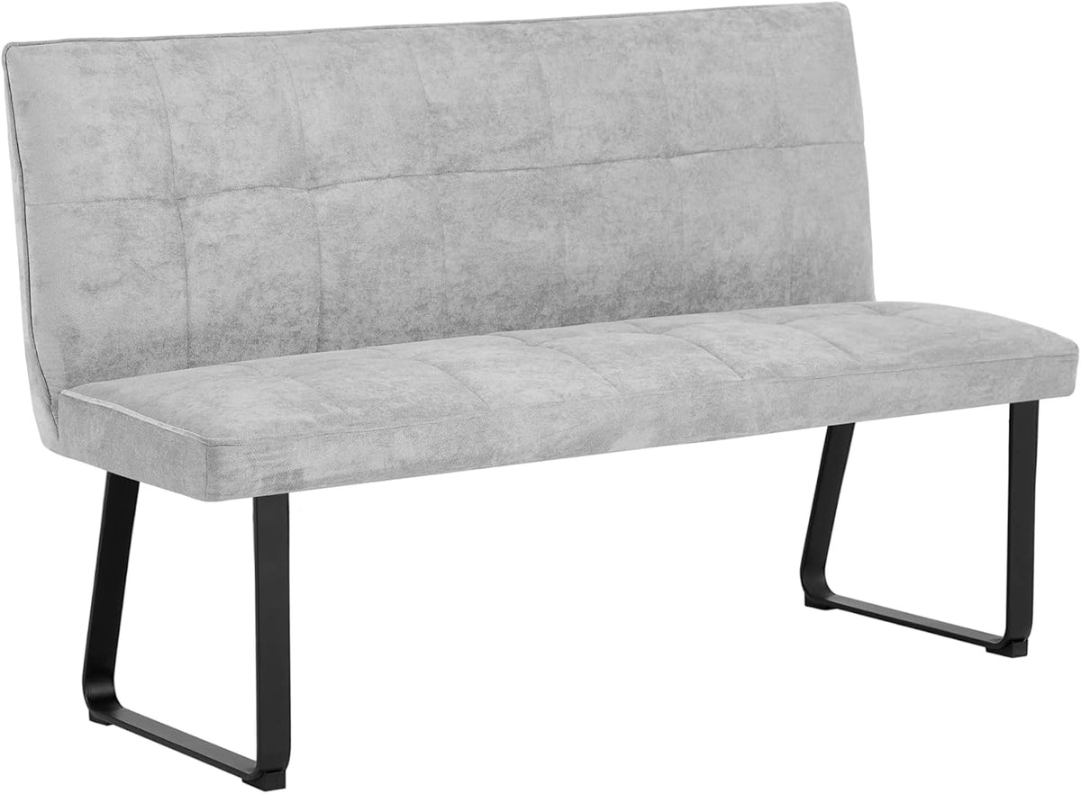 byLIVING Sitzbank, 140 x 92 x 59 cm, 140 cm, Hellgrau/Schwarz, Bank TALEA / gepolsterte / Webstoff-Bezug hellgrau / Metall