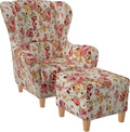 Supellex Relaxsessel, Rot/Beige, Ohrensessel »Sofia«, Design Pfingstrose, beige (Design-Nr.: 5100), wahlweise mit Hocker