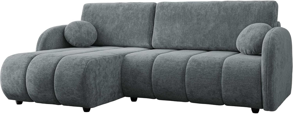 Mirjan24 Sofa, Grau, Ecksofa Zerlita L mit Bettkasten und Schlaffunktion, freistehend L-Form /Couch, Ottomane Universal
