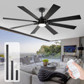 MSHENUED Deckenventilator, 183 cm, Weiss, schwarzer mit Licht, grosser industrieller DC- mit 8 umkehrbaren Flügeln