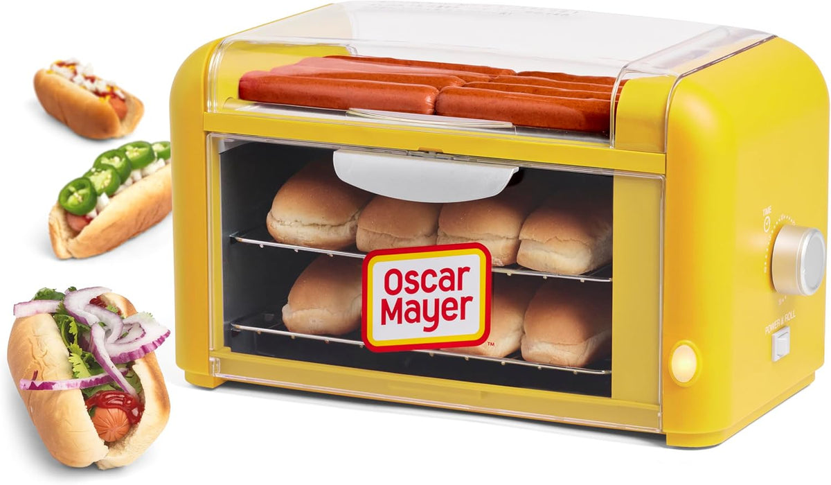 Nostalgia Hot Dogs, Silber, Oscar Mayer Hot Dog Roller & Bun Warmer, Edelstahl Grill Inlines, non-stick Warming Racks