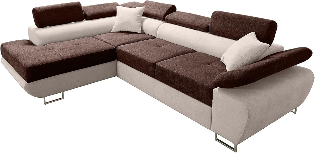 Robin Inspire Sofa, Braun/Creme, Saturn Premium Ecksofa Schlaffunktion Bettkasten