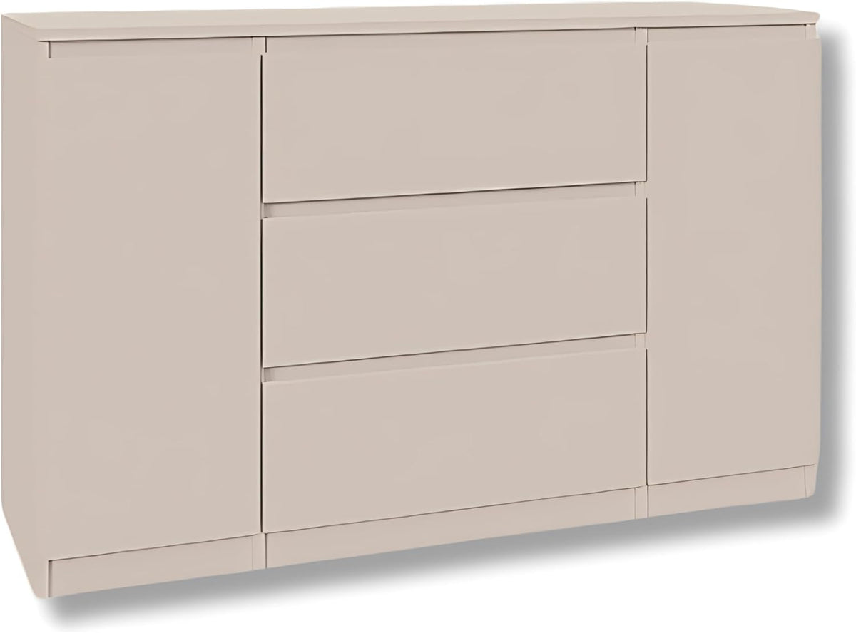 SoDREAMER Sideboard, 120x75x40 cm, 120 cm, Beige, Kommode 2 Türen 3 Schubladen, Wohnzimmer, Kinderzimmer und Büro