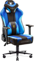 Diablo Schreibtisch, Blau/Schwarz, X-Player Gaming Stuhl Bürostuhl Schreibtischstuhl Stoff 3D, Normal (L))