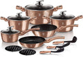 Berlinger Haus Topfsets, Geschmiedeter Aluminium, Schwarz, 15Pcs Metallisch Kochgeschirr Set - Roségold