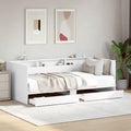 Amorsee Bett, 90 x 200 cm, Holzwerkstoff, Weiss, Tagesbett 2 Schubladen mit Stauraum Schlafsofa Daybett, ohne Matratze