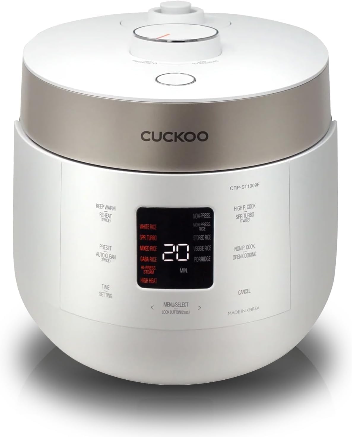 CUCKOO Reiskocher, Grau, CRP-ST0609FW und Wärmer für 6 Tassen (ungekocht) / 12, 16 Menüoptionen, 3 Sprachführungen