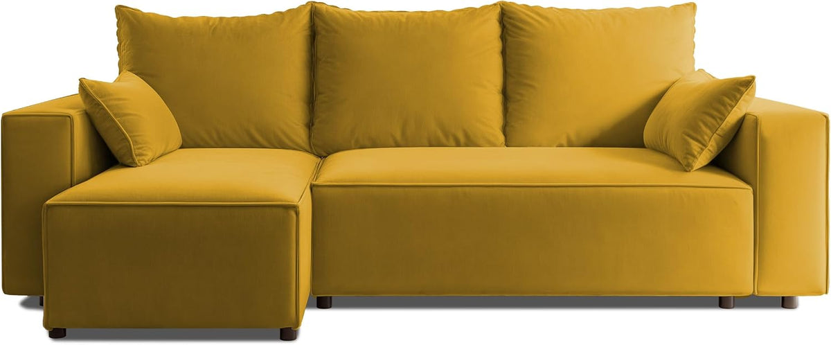 Sofa 4ALL HOME, 246x145 cm, Curry, Ecksofa mit Schlaffunktion Tobi - Couch - mit Bettkasten