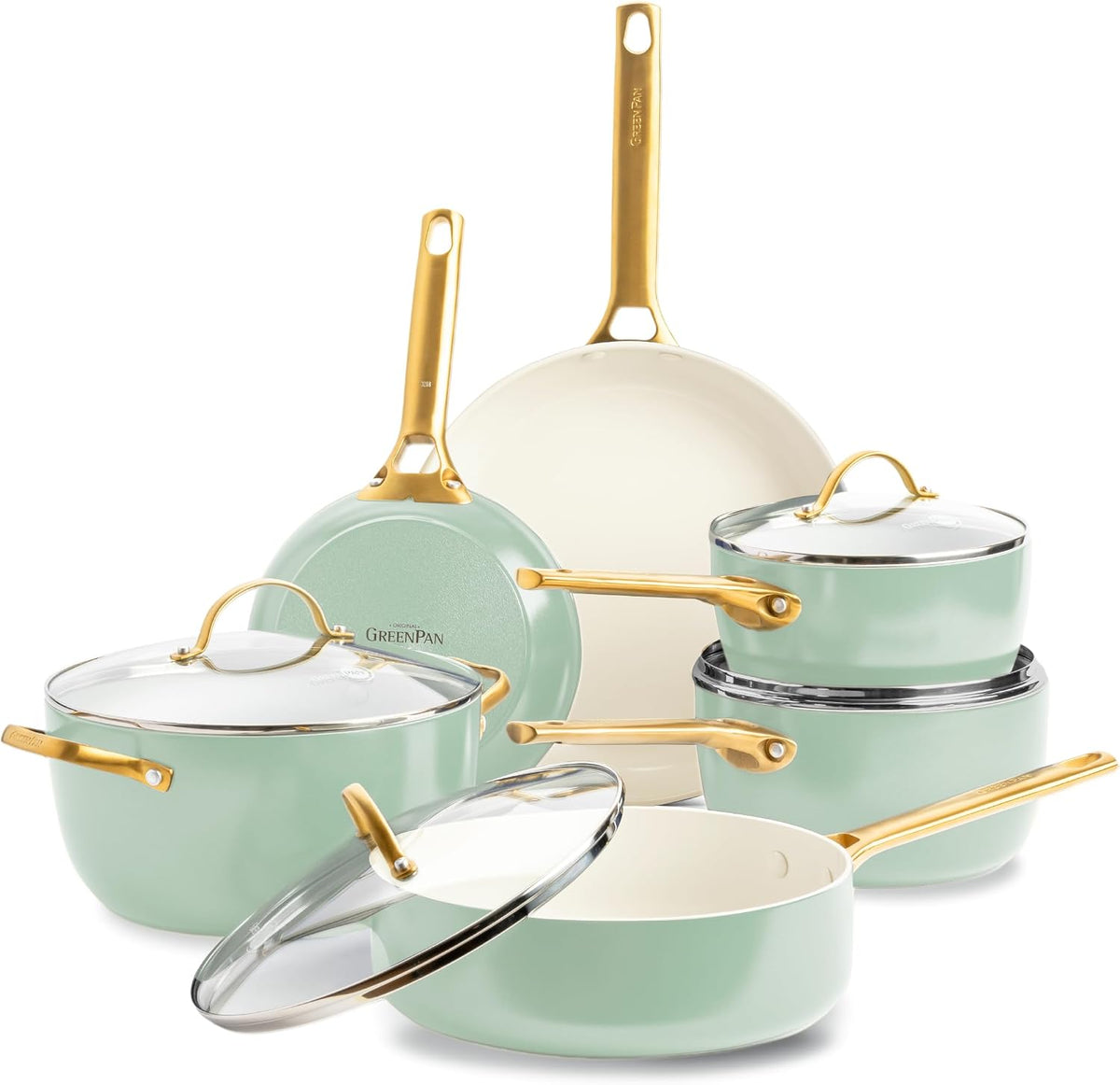 GreenPan Topfsets, Schwarz, Kochgeschirr-Set, 6-teilig, antihaftbeschichtet, Aluminium für umfassendes Kochen, Induktionskompatibel