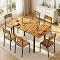 Xbro Essgruppe, 140 cm, Braun/Schwarz, Esstisch Set 6 Personen Ausziehbar, mit 6 Stühlen, Stabil Platzsparend, Einfache Montage