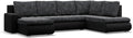 Sofa Mebligo, Dunkelgrau/Schwarz, Ecksofa mit Schlaffunktion und 3 Bettkasten FORESTA, Couch U Form, Wohnzimmer