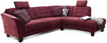 Sofa CAVADORE, Burgunder-Rot, Ecksofa Trond mit Federkern / L-Form im Landhausstil