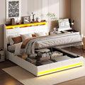 VixorLuilith Bett, 140×200 cm, 140x200 cm, Weiss, Hydraulisches Stauraumbett, modernes Polster-Doppelbett mit LED