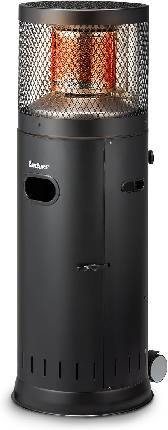 Enders Audiogerät, 6 kW, Schwarz, Gas-Heizstrahler, Terrassenstrahler mit stufenloser Regulierung 3-, Edelstahlbrenner