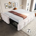 Lcoho Bett, 180x190 cm, Beige, Polsterbett Ausziehbares Schlafsofa (90/ ), Puffbett, Teddy Samt Stoff, Einzelbett