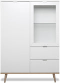 iperbriko Vitrine, 100 x 140 cm, Weiss/Sonoma Eiche, FINORI Highboard Göteborg in matt weiss und Sonoma Eiche