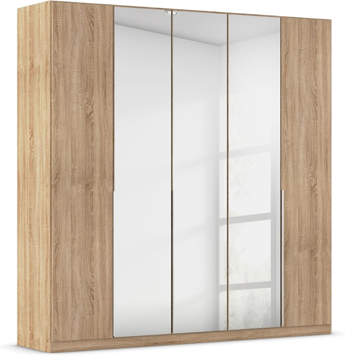 Rauch Möbel Kleiderschrank, 226 cm, Eiche Sonoma/Spiegel, Alabama, für Schlafzimmer, Kinderzimmer, Wohnzimmer, Garderobe