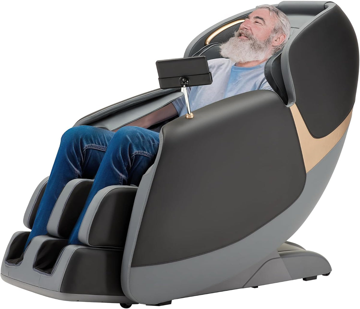 ROTAI Relaxsessel, Schwarz/Grau, Massagesessel, Vollkörper Zero Gravity SL-Spur Shiatsu-Massagesessel mit, Bluetooth