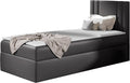 Mirjan24 Boxspringbett, 90 x 200 cm, Grau, mit Bettkasten Harlon Mini, Bettgestell mit Polsterkopfteil, Bonell-Matratze