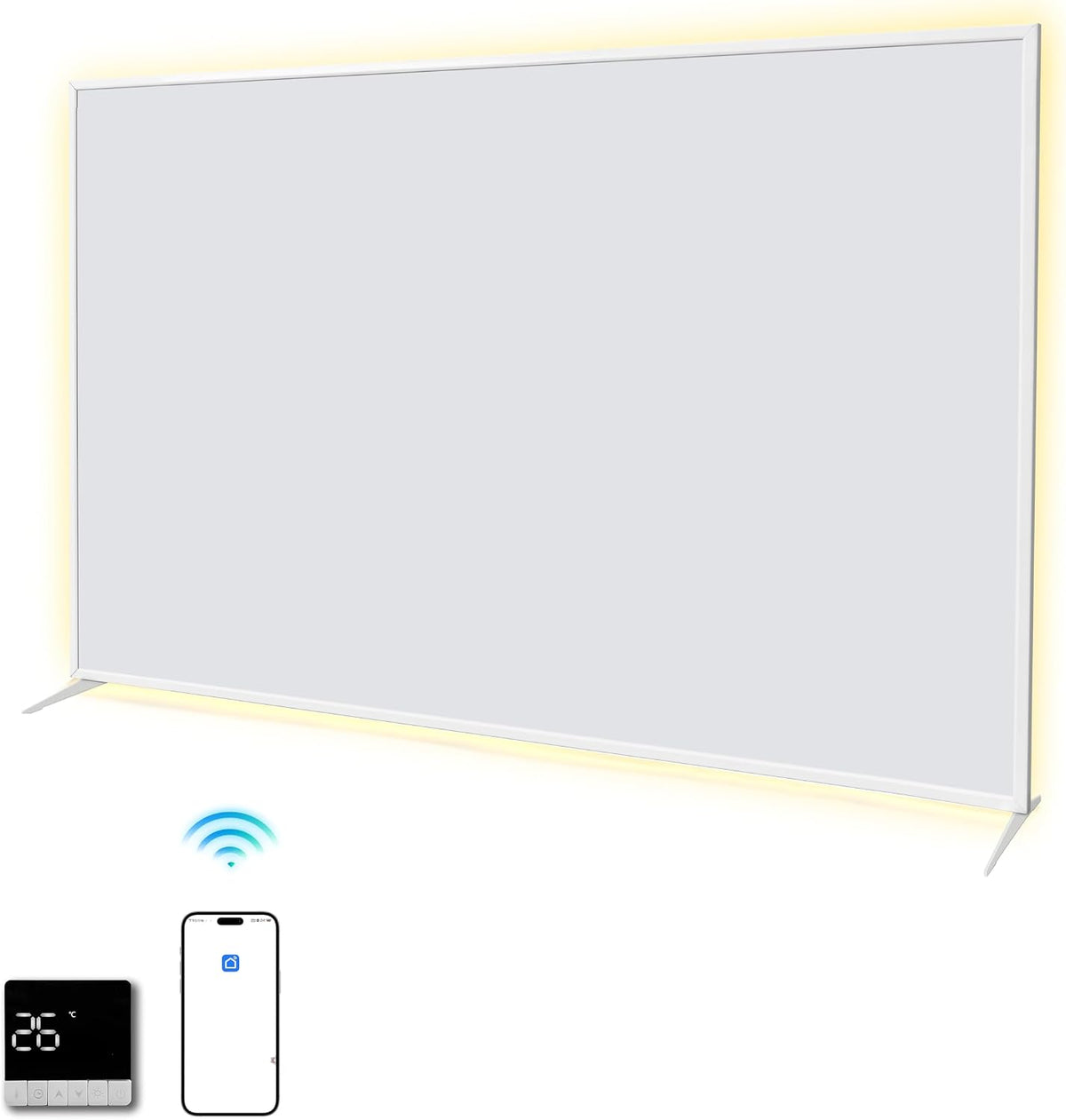 SHX Heizkörper, 1200 W, Schwarz, Premium Infrarot Heizung mit WIFI, 15-22 qm, Decken- oder Wandmontage, Standgerät