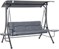 Outsunny Sofa, 271 x 125 x 172 cm, Grau/Schwarz, Hollywoodschaukel 3-Sitzer Gartenschaukel Schaukelbank