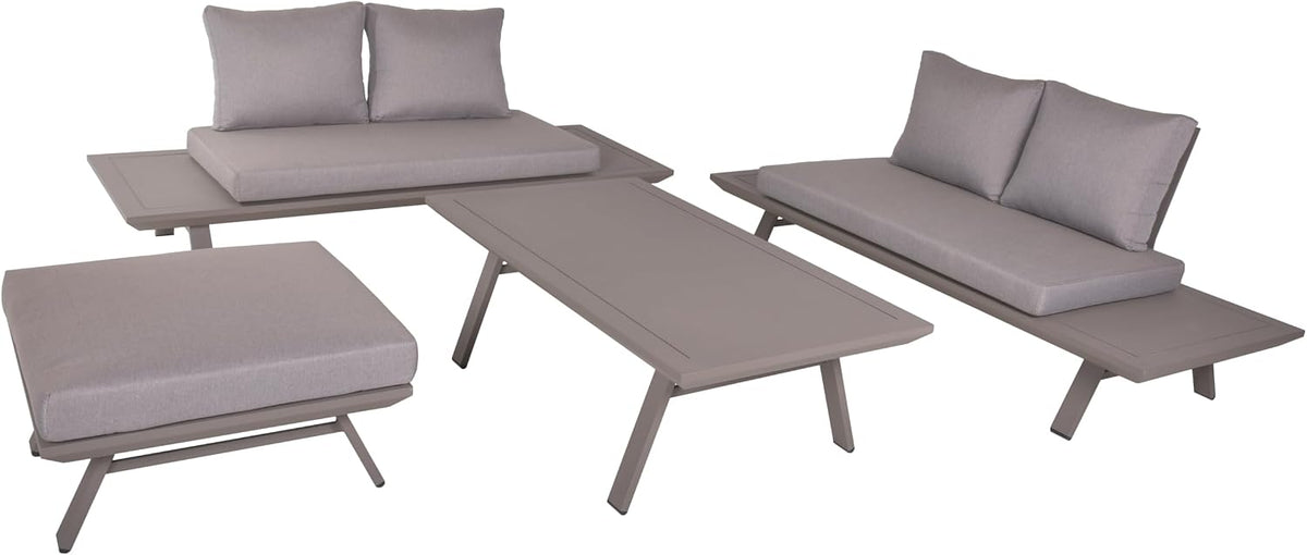 Gartenmöbel-Set DELUKE, Hellgrau, Gartenloungeset Cesar 4-TLG - Aluminium, Gartenmöbel Set Garten Loungegruppe Lounge-Set Pool
