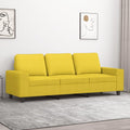 Sofa Keeushr, 180 cm, Stoff (100 % Polyester), Metall, Textilene, Gelb, 3-Sitzer- Hellgelb Stoff Polsterbank mit robustem