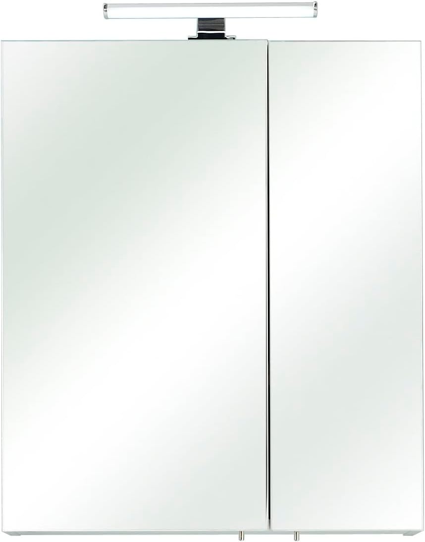 Pelipal Spiegelschränke, 60 cm, Weiss, Badezimmer-Spiegelschrank Quickset 936 in Eiche quer, breit, Badschrank mit Spiegel