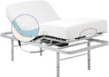 Geriafy Bett, 80x200 cm, 20 cm, Weiss/Silber, Lattenrost elektrisch verstellbar mit viscoelastischer, Frisches und weiches Gewebe