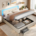 FEEOHOME Bett, 180 x 200 cm, Samt, Metallrahmen, Holzbettrahmen, Beige/Blau, modern und vielseitig