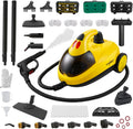 STEAMBOT Dampfreiniger, 1,3 m, 2 L, Schwarz, 37-in-1 Mopp für Haus & Auto, Wassertank, Schlauch, Tiefe Dampfreinigung für Böden