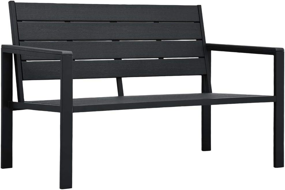 SKM Sitzbank, 120 cm, HDPE (hochdichtes Polyethylen) + Stahl, Schwarz, Gartenbänke HDPE Holzoptik