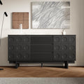 PREMTURE Sideboard, 160 x 40 x 80 cm, 80 kg, Schwarz, Modernes mit 3 Schubladen und 2 Türen, Design-Kommode mit viel Stauraum