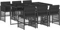 Gartenmöbel-Set vidaXL, Schwarz, Gartengarnitur, Garten Essgruppe 7-TLG., Gartenmöbel Set Tisch mit Glasplatte 6 Stühle