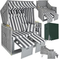 tectake Strandkörbe, Holz, Polyethylen,Textilteile aus 100% Polyester, Grau/Weiss
