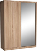 Cool24 Kleiderschrank, 180 cm, Holzoptik/Spiegel, Schlafzimmerschrank, Maciej II Kleiderschränke - Modern Schwebetürenschrank