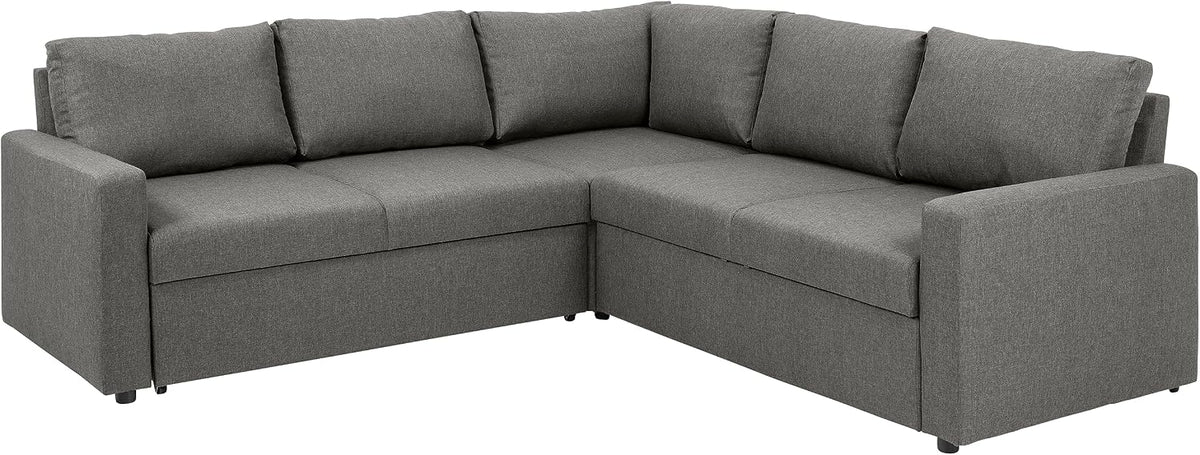 Sofa AC Design Furniture, 228 cm, Hellgrau, Richard Ecksofa mit Schlaffunktion und Stauraum in, L- für 4 Personen mit Ausziehbettfunktion