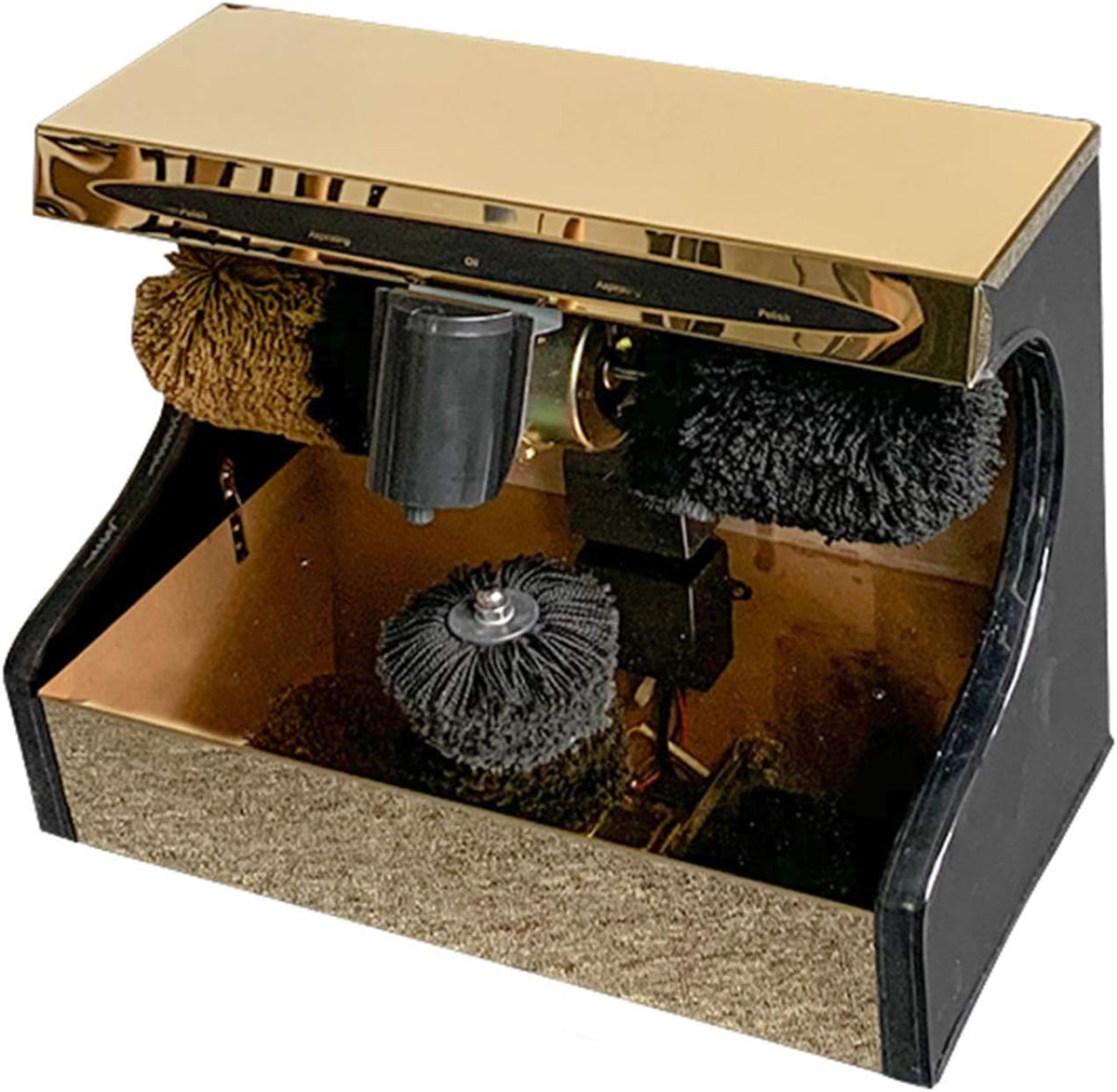 ROHCGHC Schuhreiniger, 185 W (Doppelmotoren), Gold, Entfernung und Pflege, elektrische Schuhmaschine, Automatische Schuhputzmaschine mit Zwei Motoren