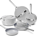 Caraway Kochfeld, Grau, Deluxe Antihaft-Keramik-Kochgeschirr-Set (16-teilig) Töpfe, Bratpfannen, Deckel und Küchenaufbewahrung