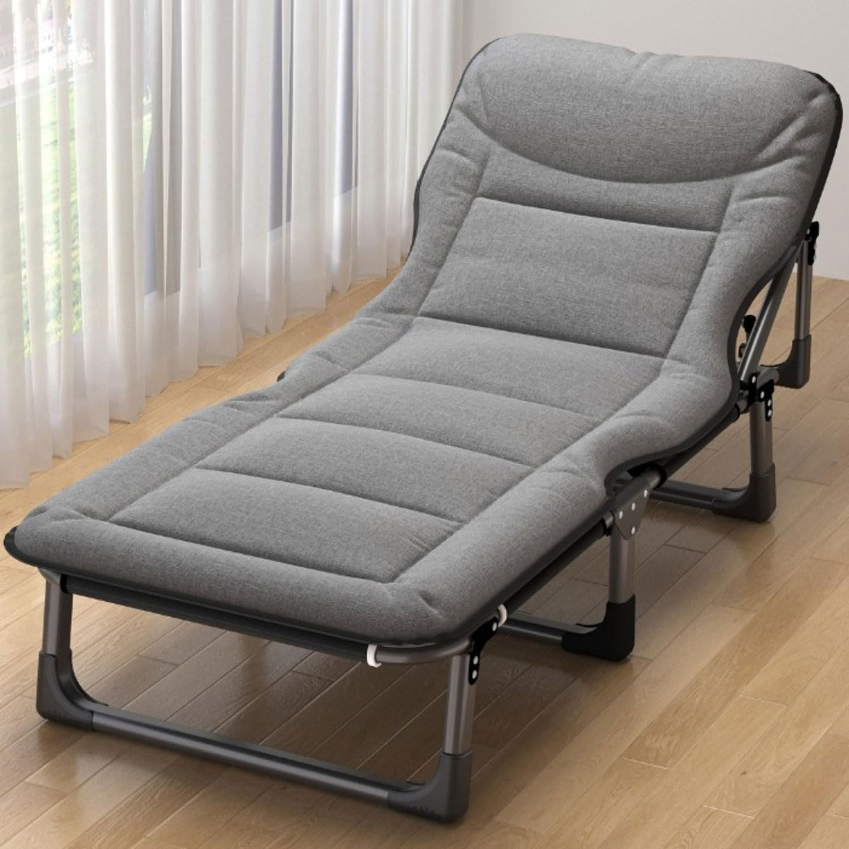 GWFBLID Relaxsessel, 68 cm, Grau, Sonnenliege Liegestuhl Klappbar mit Kopfkissen aus Textil