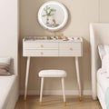 Schminktisch GUQASDV, 80x45x82 cm, Massivholz + Eisen, Beige/Gold, Vanity Desk, Kleiner mit Hocker, mit Schubladen Kle